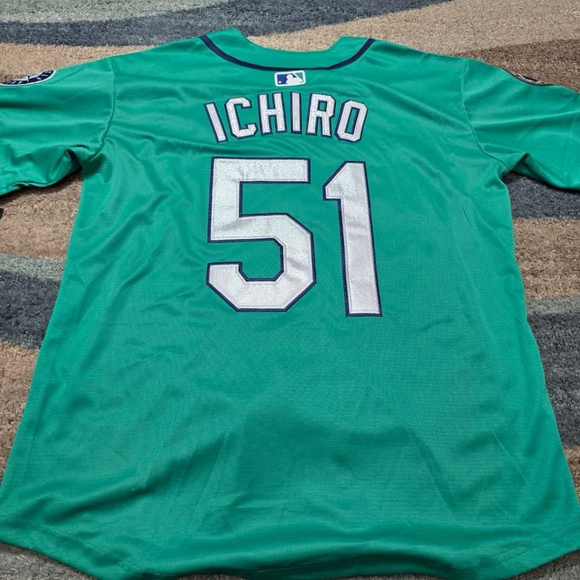 Ichiro Suzuki Mariners #51 Nike Throwback Teal Jersey NWT Adult Size XL - Picture 2 of 10